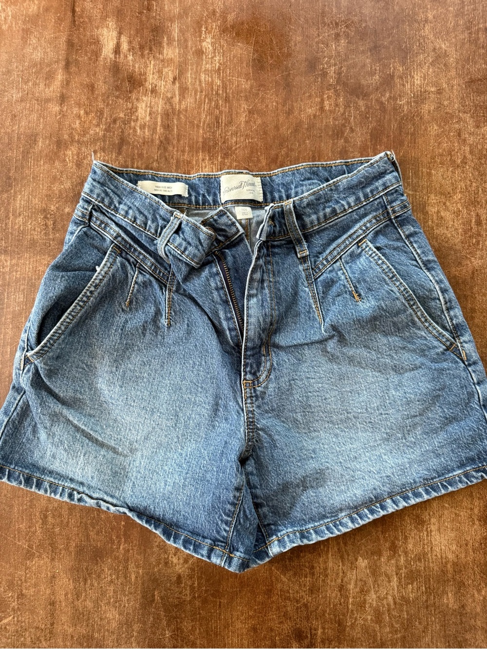 Universal Thread High-Rise Belted Denim Shorts - Medium Blue